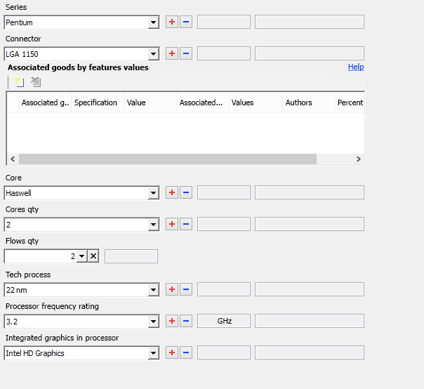 Ulmart. Processor characteristics