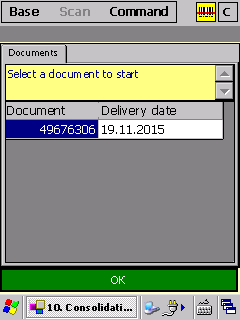 PDA, we select a document / route sheet
