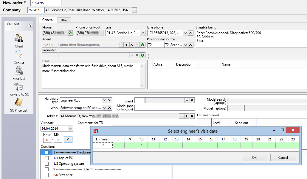 Filling Out a Client’s Request with Available Time Slot
						Selection
					