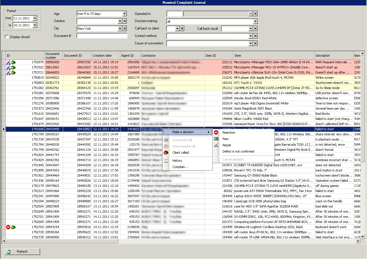 Client Call-down Journal and Possible Actions with the Document
					